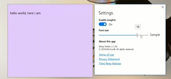 Sticky notes settings windows 7